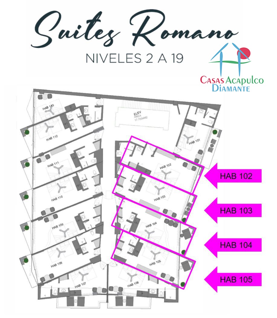 Romano Suites Hab 102-105 - Plano suites disponibles 1 Romano Suites Hab 102-105 - Plano suites disponibles 1